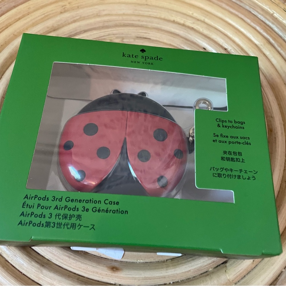 🆕 Kate Spade AirPods 3rd generation case headphones earbuds ladybug red black | - Picture 3 of 4
